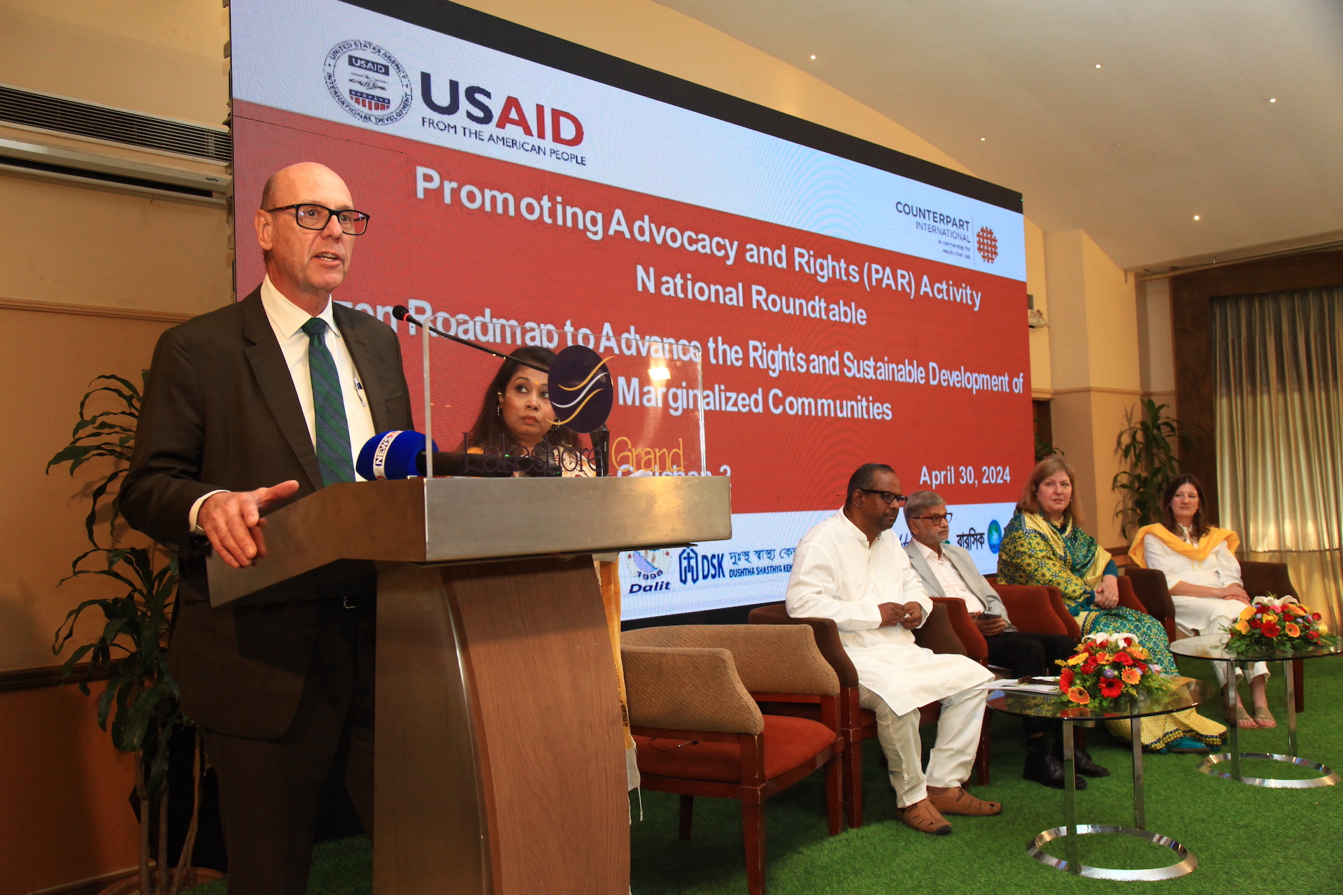 USAID Mission Director Reed Aeschliman making remarks on April 30th at the Counterpart roundtable event.